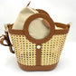 Genuine Leather and Straw Bag