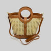 Genuine Leather and Straw Bag