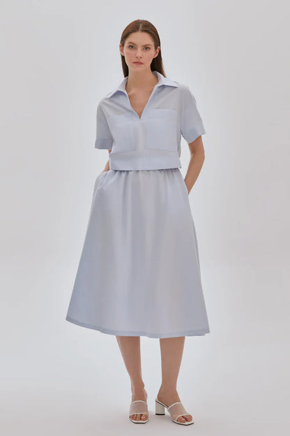 POPLIN MIDI DRESS