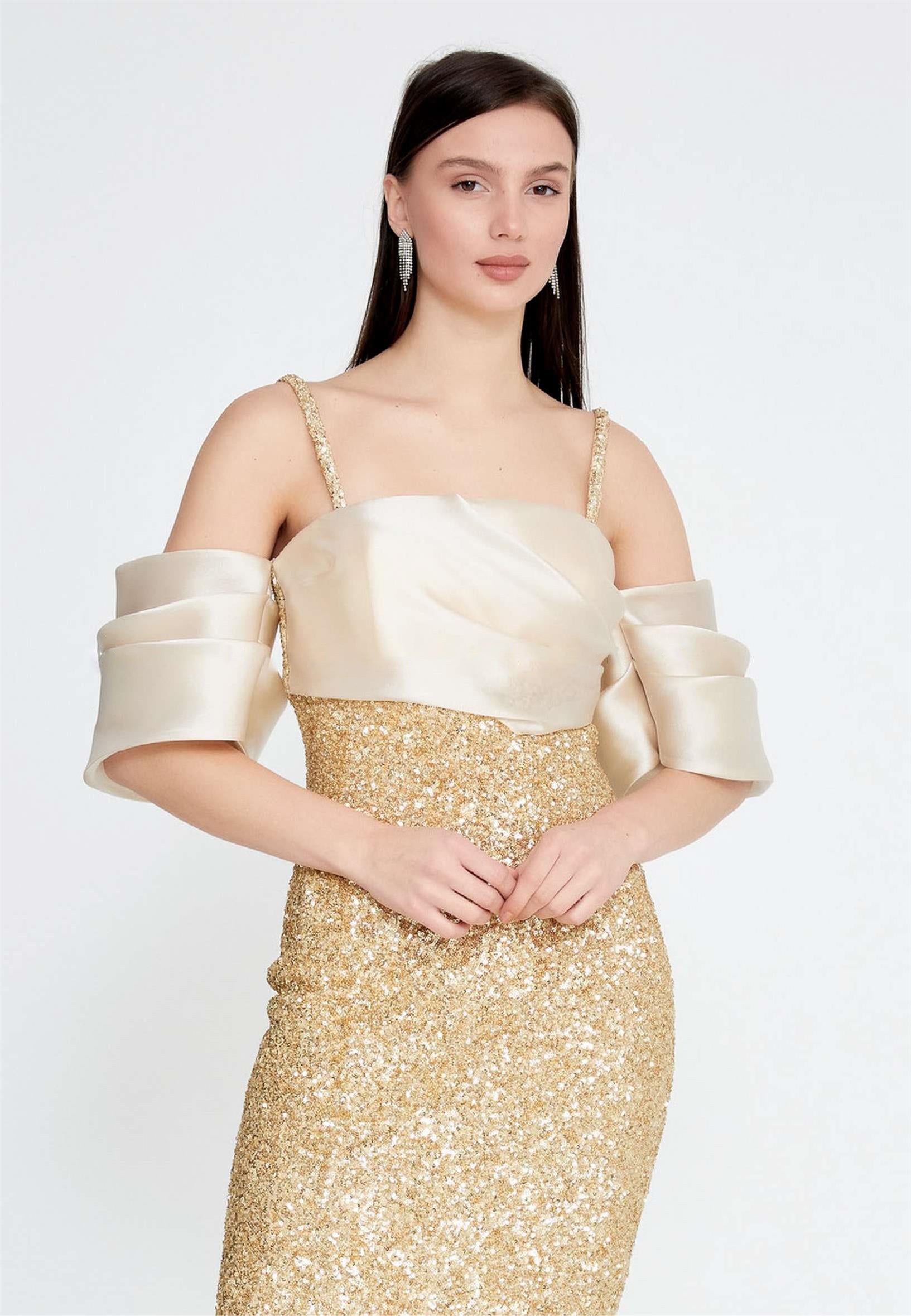 Norah Boutique | Union Station, DC | Off Shoulder Midi Sequin Column Regular Gold Dress 10 / Gold Norah Boutique | Union Station, DC | Off Shoulder Midi Sequin Column Regular Gold Dress 10 / Gold