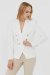 Collarless Double-Breasted Cropped Blazer