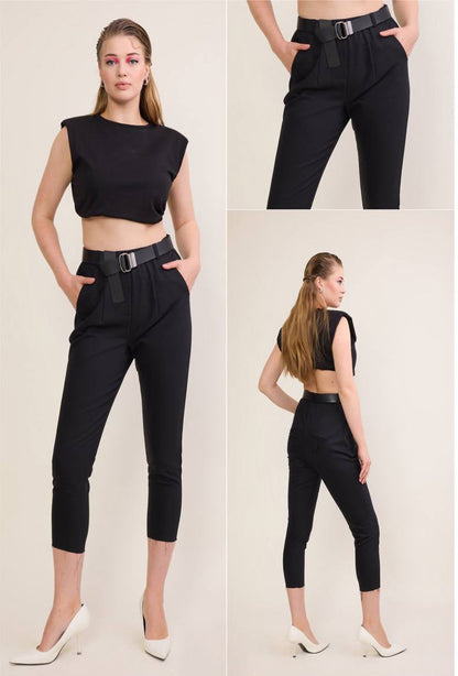 Belted Balloon Silhouette Trousers