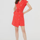 Coral Dot Flutter Sleeve A-Line Mini Dress