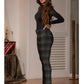 Green Plaid Tailored Pants