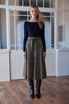 Suede Flowy midi skirt