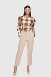Mid Waist Classic Beige Carrot Trousers
