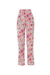 Wide-Leg Pink Floral Trousers with slit