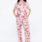 Wide-Leg Pink Floral Trousers with Leg Slit