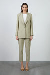 Green Suit with Asymmetric Buttons and Double Pants