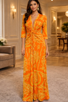 Golden Sunset Twist Maxi Dress