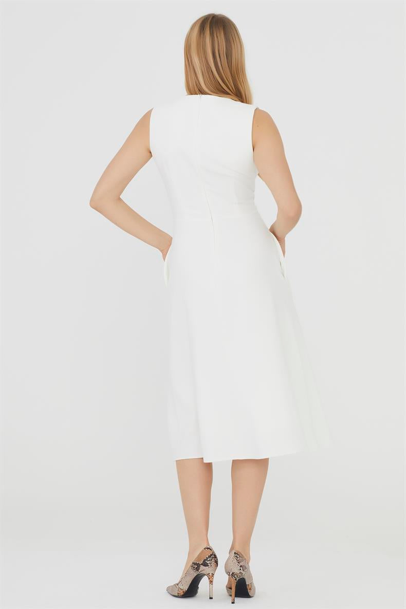 Norah Boutique | Union Station, DC | A-line Midi White Dress 8 / White Norah Boutique | Union Station, DC | A-line Midi White Dress 8 / White