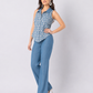 Sky Pinstripe Wide-Leg Pants