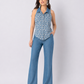 Sky Pinstripe Wide-Leg Pants