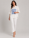 Blue Tile Ruffle Shirt
