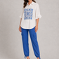 Blue Tile Ruffle Shirt