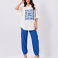 Blue Tile Ruffle Shirt