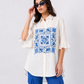 Blue Tile Ruffle Shirt