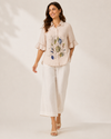 Neutral Botanical Ruffle Shirt