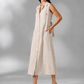 Neutral Button Midi Dress