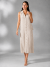 Neutral Button Midi Dress