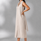 Neutral Button Midi Dress