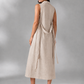 Neutral Button Midi Dress