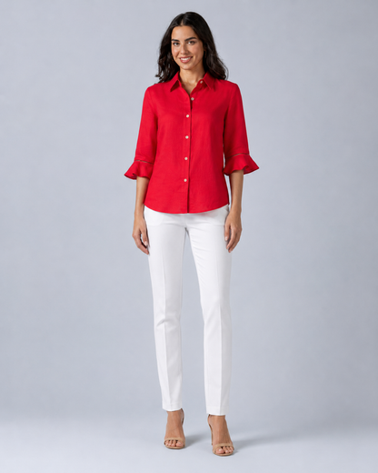 Rosso Ruffle Linen Shirt