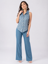 Blue Bloom Sleeveless Shirt