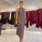 Celeste Halter Neck Midi Dress – Taupe