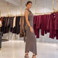 Celeste Halter Neck Midi Dress – Taupe
