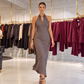 Celeste Halter Neck Midi Dress – Taupe