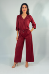 Wine Satin Pants