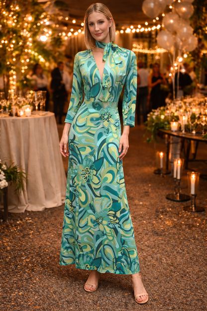 Emerald Mirage Maxi Dress