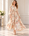 Romantic Floral Print Maxi Dress