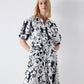 Patterned Shirtwaist Midi Dress