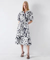 Patterned Shirtwaist Midi Dress