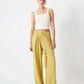 Wide leg fit pants with metal accessories