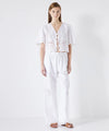 Embroidered linen blended pants