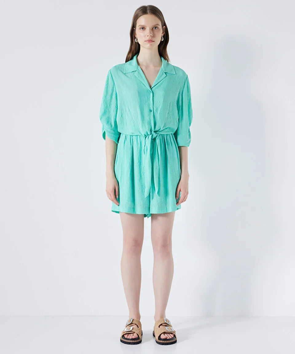 comfortable dress shorts Women's Island Pulse Teal Palm Embroidered Cotton Shorts | Size: L