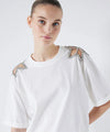 Crystal stone cutout t-shirt