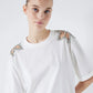 Crystal stone cutout t-shirt