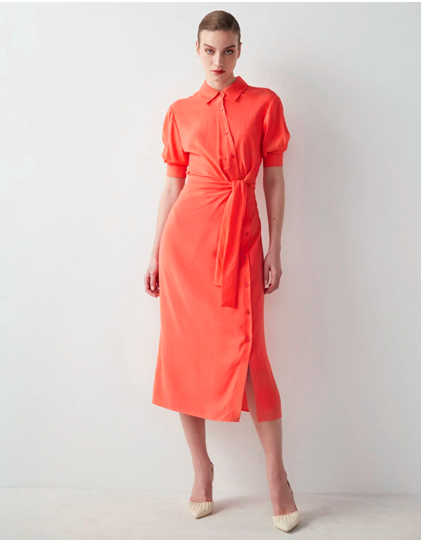 red shirt dress midi Norah Boutique | Union Station, DC
