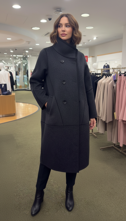 Charcoal Sculpted Wool Coat
