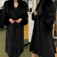 Black Luxe Fur-Trim Wool Coat