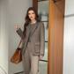 Classic Tweed Wool Blend Brown Jacket