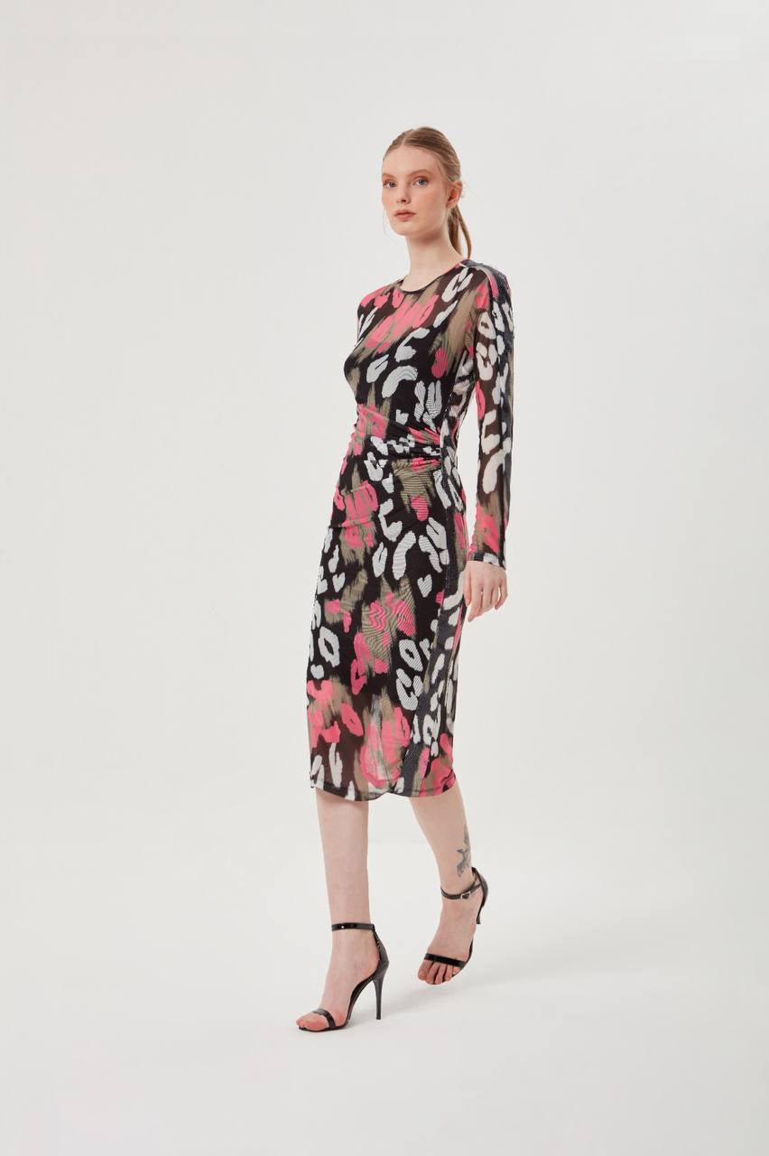 dresses 1970's fashion A-Line Casual Polka Dot Midi Dress with Sleeves White / Small main image 0