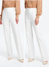 White pants with gold slim-bottoms